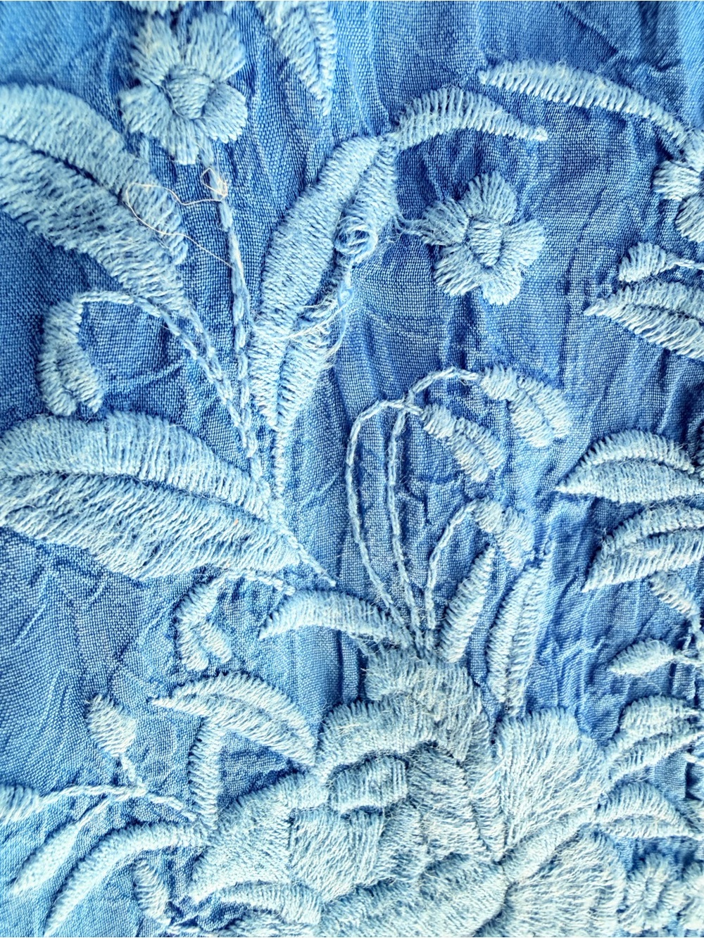 Johnny Was Royal Blue Embroidered V-Neck Tunic - Picture 5 of 5